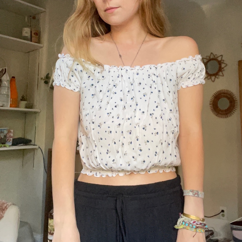 Brandy off the shoulder floral top